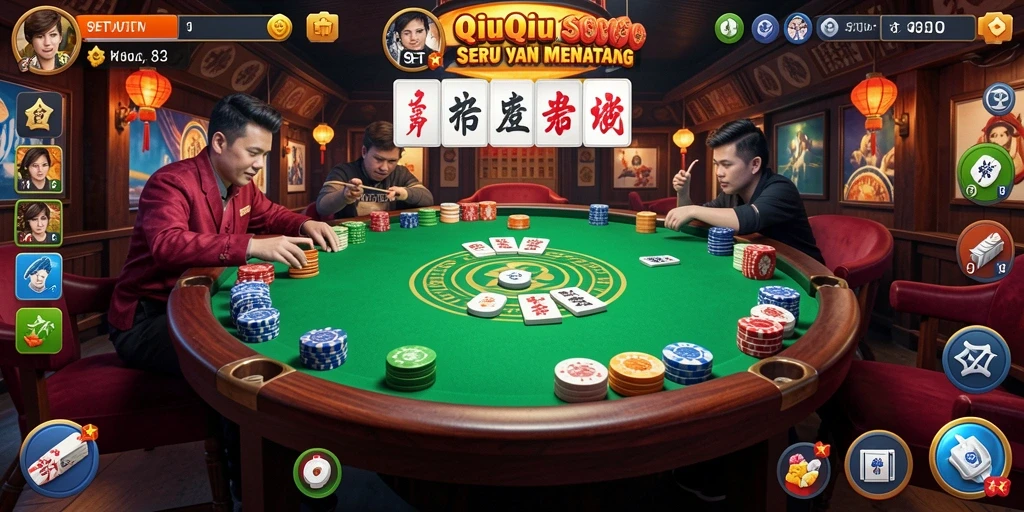 Tampilan gameplay seru dari permainan QiuQiu di 9ET.