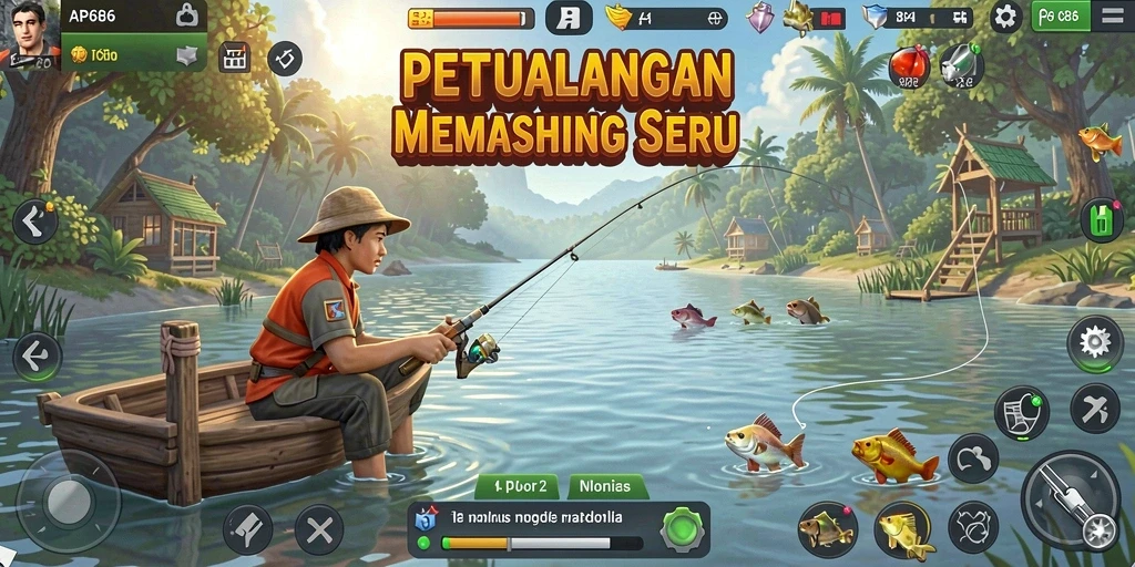 Screenshot AP686 menunjukkan aksi seru dalam memancing dengan detail grafis yang menawan.