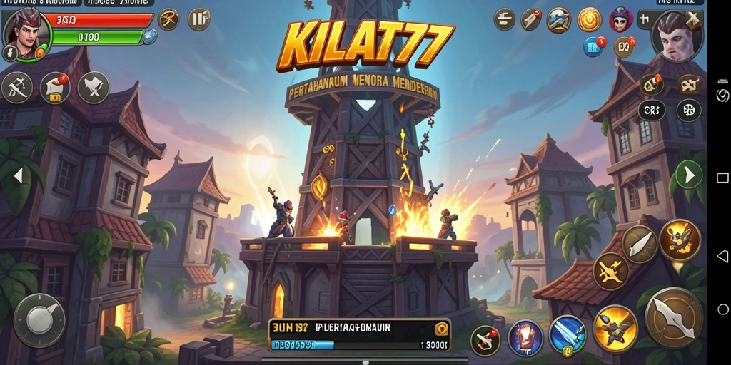 Gameplay menara pertahanan KILAT77 yang intens dan strategis.