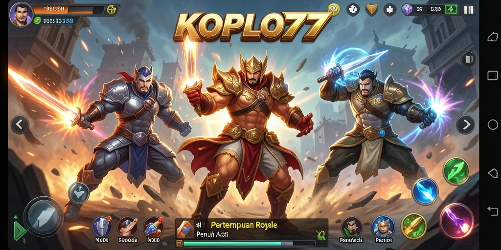 Tangkapan layar gameplay KOPLO77 yang menampilkan pertempuran intens.