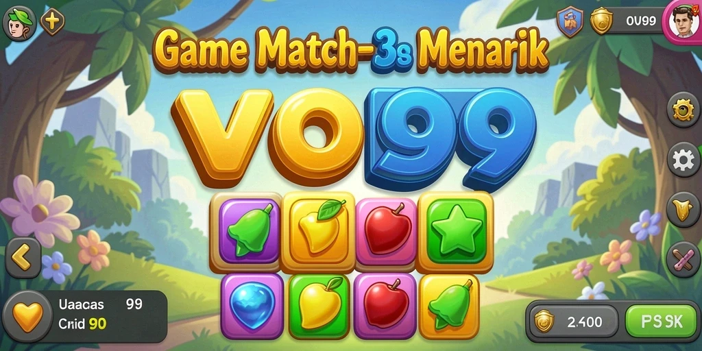 Tampak seru gameplay OVO99 dengan pencocokan buah.