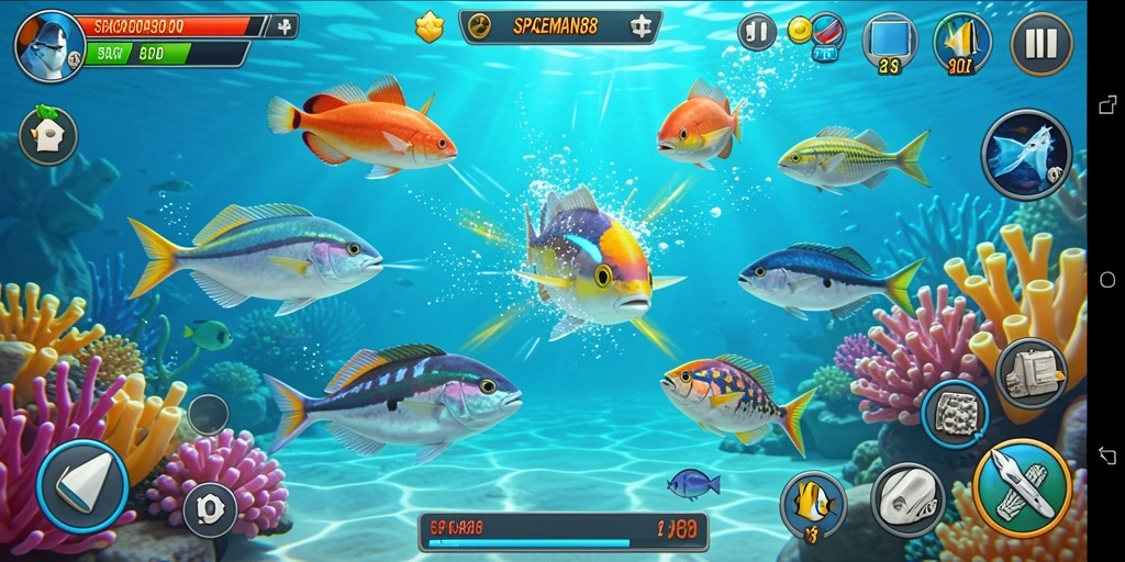Menggambarkan aksi menembak ikan dalam <strong>SPACEMAN88</strong> yang seru.