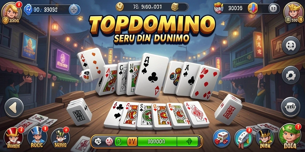 Tampilan gameplay <strong>TOPDOMINO</strong> dengan pertarungan yang mendebarkan.
