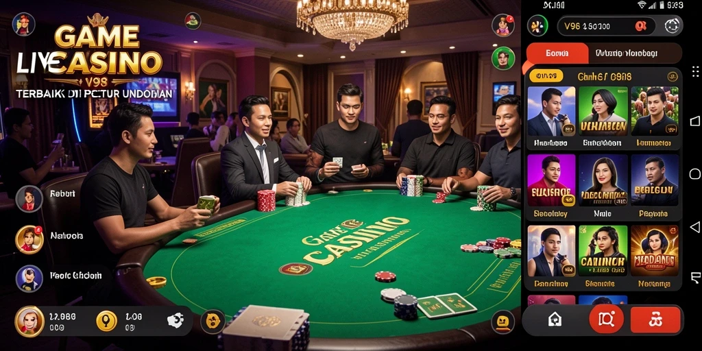Tampilan gameplay Live Casino yang menarik dan interaktif di V98.